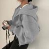 Women Hoodies Jacket Autumn Vintage Solid Color Zip Up Oversized Sweatshirts Harajuku Korean Version Long Sleeve Hooded Jackets Coat