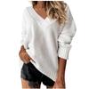 Женский модный повседневный однотонный свитер с v-образным вырезом и длинными рукавами, пуловер, топы