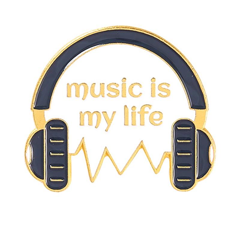 Creative Music Symbol Instrument Enamel Pins Piano CD Graphophone Rock Guitar Headset Alloy Brooch Badge Sweet Jewelry Gift
