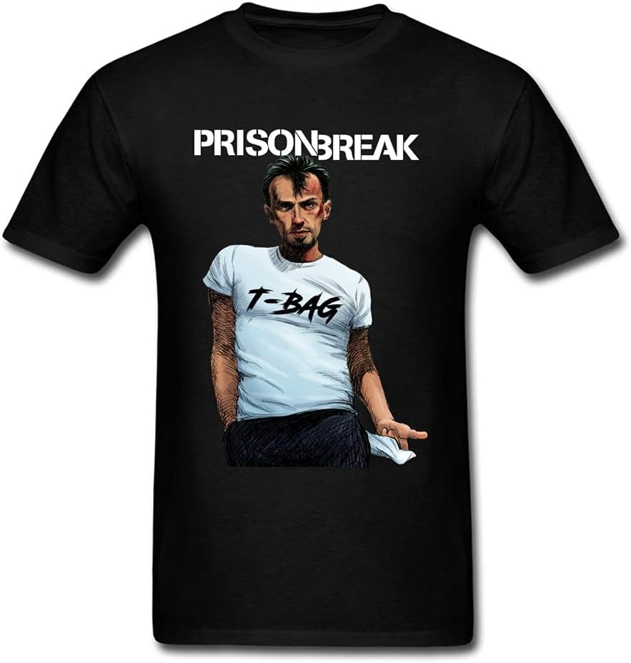 Prison Break T-Bag T-Shirt Mens Funny Man Clothing Black T Shirt Summer Printed Tops Cotton Tees Hipster Designer Tshirt