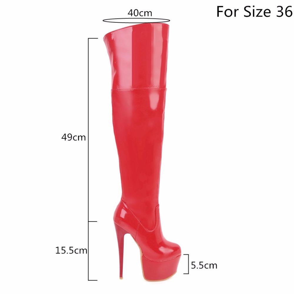 Red Over Knee Boots Women Extreme High Heel Platform Thigh High Boot Sexy Dance Nightclub Party Fetish Shoes Large Size 45 48