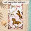Horse Theme Soft Beach Towel Personalized Custom Name Text Towel Portable for Beach Pool Travel