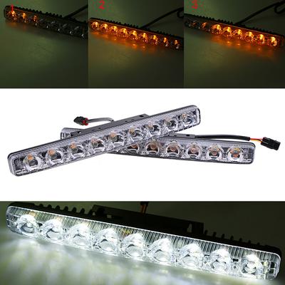 Дневные ходовые огни DRL LED для автомобиля 6 светодиодов Автомобильная противотуманная фара 9 светодиодов Белый Желтый Лампа указателя поворота Вождение Противотуманные фары