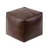 Nordic Style Moroccan Cushion PU Leather Ottoman Wax Leather Cotton Linen Modern Futon Balcony Tatami Unstuffed Cushion Cover
