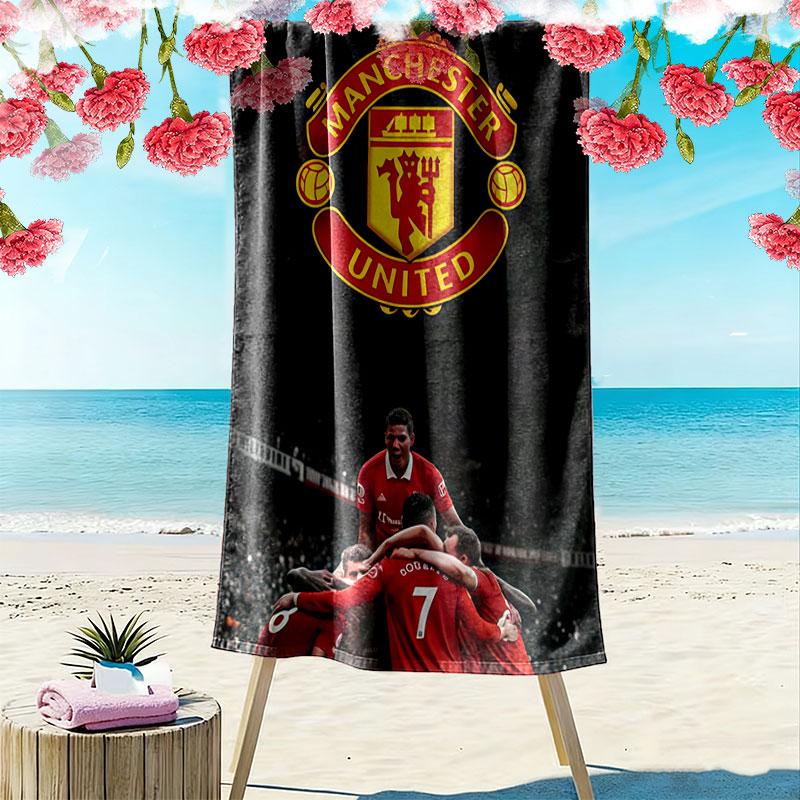 Sacred MUFC Badge Print Beach Towel, Large Soft Quick Dry Towel for Beach Camping Swimming