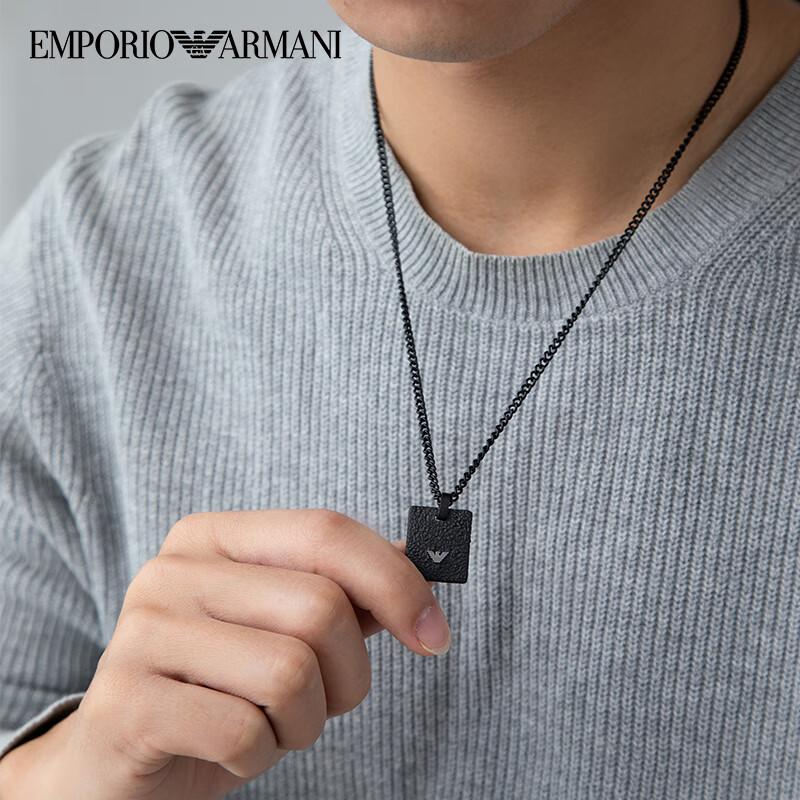 Emporio Armani Матовая черная кубинская цепь, модный инкрустированный кулон-орел, мужское ожерелье из нержавеющей стали, мужской стиль, базовая упаковка