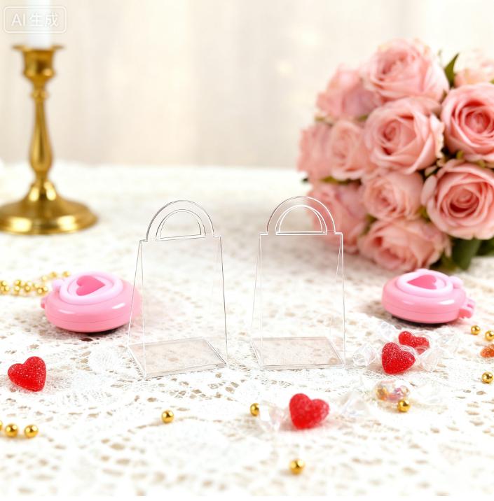 13 шт. Прозрачные акриловые пакеты для конфет Свадебная вечеринка Высококлассное оформление стола Пластиковая треугольная корзина с ручкой Подарочная коробка