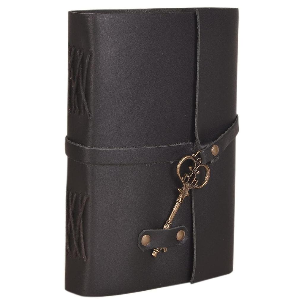 Leather Diary - Antique Handmade Leather Bound Notepad for Men and Women Unlined Paper, Travel Diary and Notebooks -7 X 5 Inches - (Black)