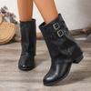Retro Style Knee High Boots Women Fashion Ladies Slip On Knight Long Boots Autumn Winter Footwear Knight Booties Botines Mujer