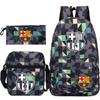 Student Backpack Set of 3 Star Player Print Oxford Cloth Bookbag Shoulder Bag Pencil Case Combo Large Capacity School Bag Gift for Teens