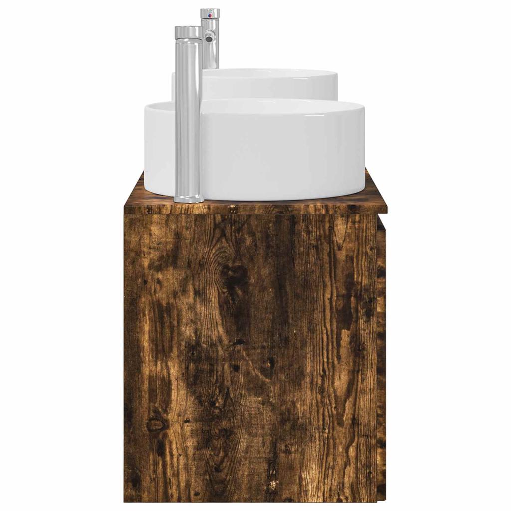 Bathroom Cabinet Set 3 pcs Smoked Oak