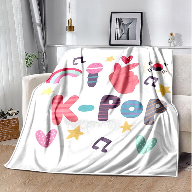 Kpop Flannel Blanket Soft Warm All-Season Throw, Design for Camping, Car Travel, Hiking Sofa, Bed, Office Perfect Gift for Parties