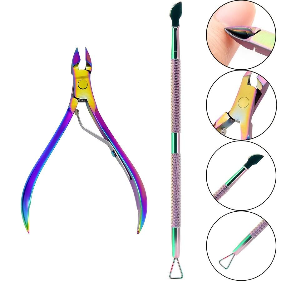 2/3Pcs/lot Professional Stainless Steel Multicolor Nail Cutter Scissor Nippers Multifunction Cuticle Pusher Remover Nail Care