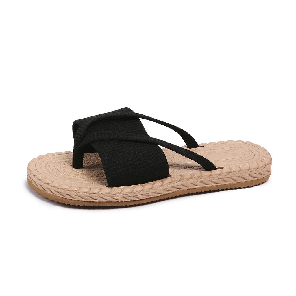 Модная верхняя одежда Легкие тапочки Повседневные сандалии Тапочки Шлепанцы Женские Летние Перекрестные Модные Туфли из пеньковой веревки