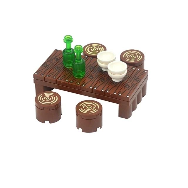 Игровой набор "Кирпичики еды" Серия "Город" Детали аксессуаров для друзей Хлеб Чипсы Жареная курица Пицца Хот-дог Рыба Фрукты Корзина Моркови Классические DIY Блоки Кирпичики