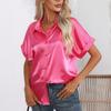 Summer Silk Shirts Women Button Up Satin Blouse Loose Office Short Sleeve Ladies Tops Casual Shirt Elegant 26103