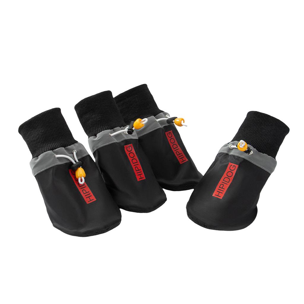 Большие собачьи ботинки Нескользящие Двухслойные Средние и Крупные Собаки Общие Черные Защитные Чехлы для Лап Хлопковые Теплые Тапочки со Шнурком