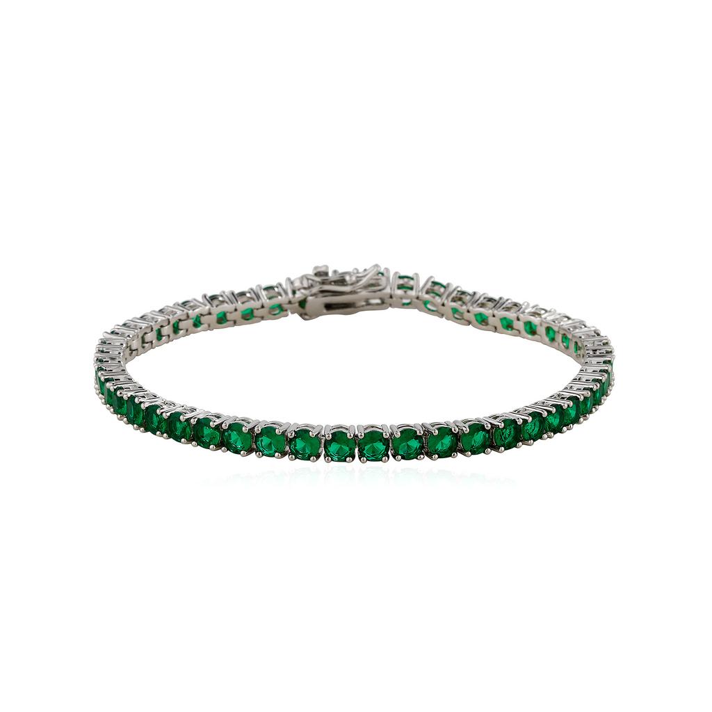 4mm Iced Out Single Row Colorful CZ Tennis Bracelet Brass Rhodium Plated Fashion Jewelry for Women Gift