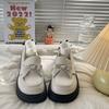 Ladies' Happy Shoes 2025 Spring Vintage Cute Bow Single for Students Comfortable Thick Soled Small Leather Shoes Platform Heels