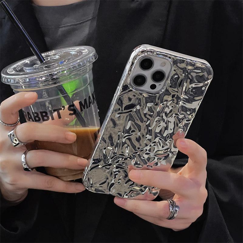 Новый стильный серебряный плиссированный чехол для iPhone 16 15 14 13 12 11 Pro Max XR X XS 7 8 Plus SE 2020, ударопрочный чехол