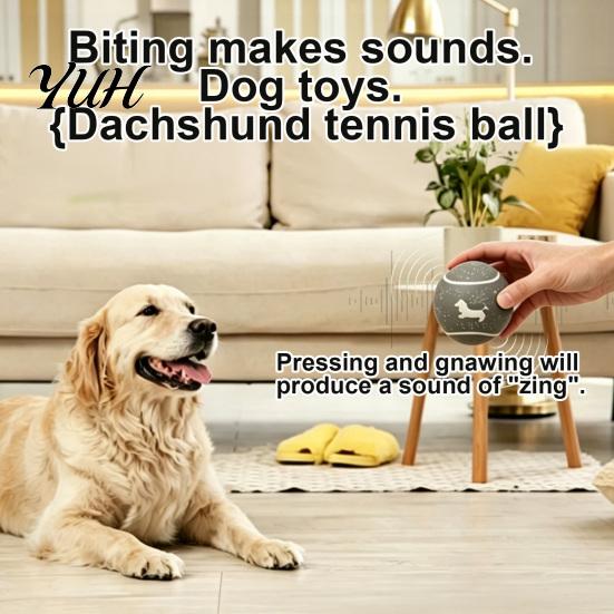 Cute Dachshund Pattern Pet Supplies Latex Squeaky Dog Ball, Interactive Fetch Pattern, Durable Balls with Sound Chew Toy for Small Medium Dogs Indoor