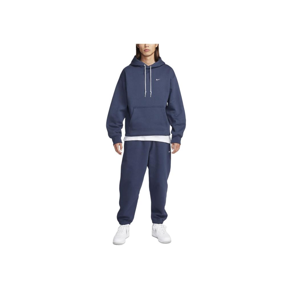 Nike Мужские топы с капюшоном Solo Swoosh Solid Color с длинным рукавом Thunder-Blue DX1356-437
