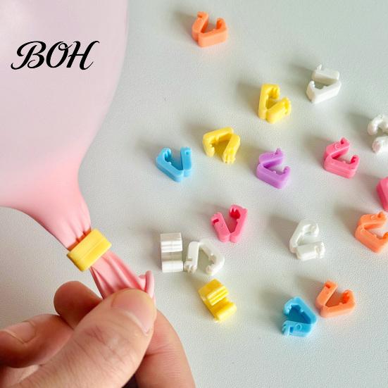 Balloon Sealing Clips 100Pcs Knot Tying Tool, Plastic Clip Sealer for Party Plum Blossom Buckles Decor, Quick Seal Fastener Wedding Birthday, Reusable