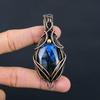Лабрадорит Драгоценный камень Медная проволока Обертывание ручной работы Кулон Ювелирный подарок для любви