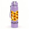 1PC Sunflower Sunshine Heart Art 750ml Color Plastic Sports Water Bottle Leakproof Flip Straw Lid Suitable for Sports Office Home Use
