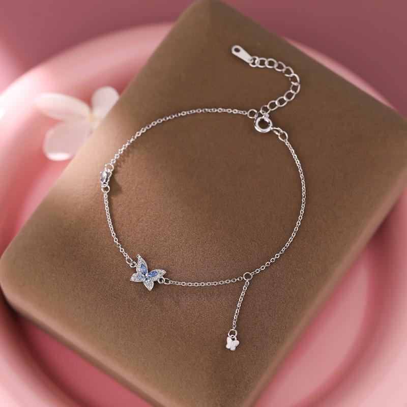 S999 Sterling Silver Colored Zirconium Fringed Good Bracelet Women's Niche Design Sense Mori Small Fresh Jewelry