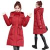 Winter warm medium and long cotton-padded women, thickened hooded windproof cotton-padded clothes, large-size mother overalls