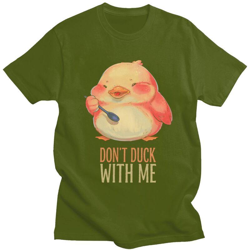 Dont Duck With Me Funny Duck T Shirt Unisex Women Short Sleeve Tshirts Casual Tee Tops Pure Cotton Loose Oversized Clothing