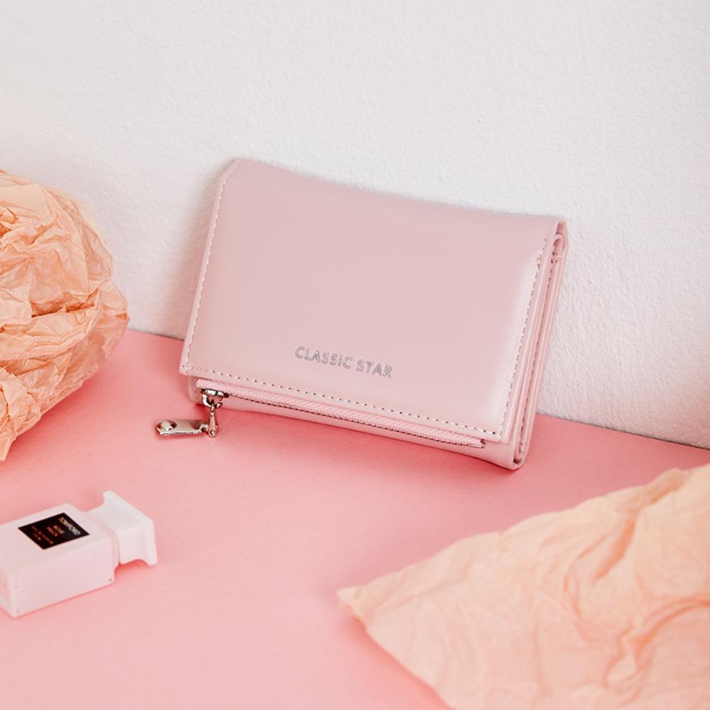 Однотонный кошелек для монет из искусственной кожи, женские кошельки, портативные короткие кошельки для студентов
