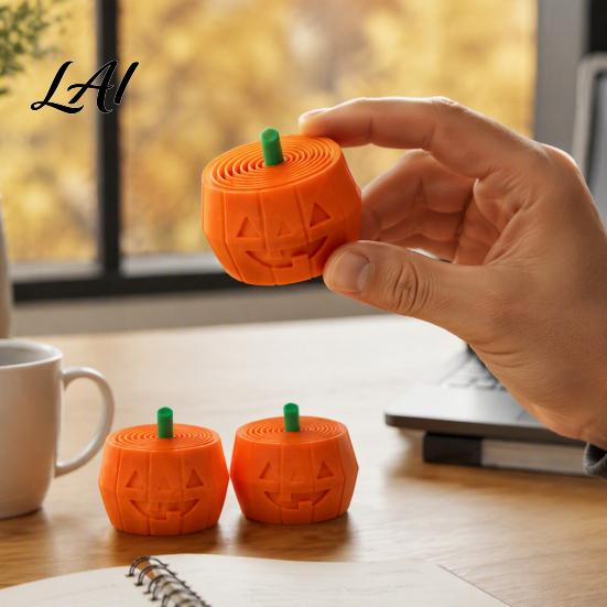 Portable Holiday Gifts 3D Printed Halloween Pumpkin Fidget Toy Retractable Spiral Stress Relief Educational Sensory Toys Ornament Flexible