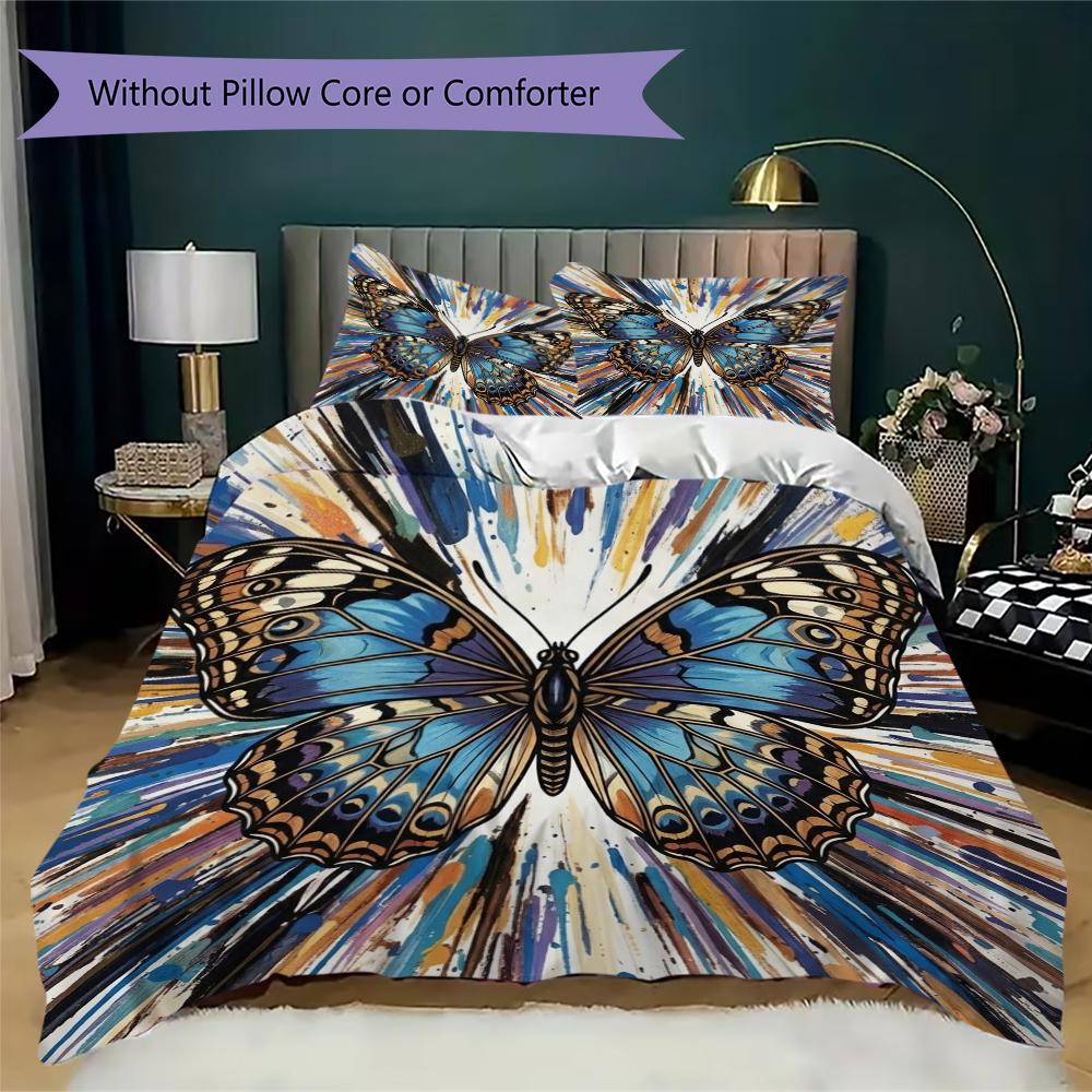 Butterfly Pattern Bedding uilt Set uilt Cover Pillowcase Home Decoration Birthday Gift (1 * duvet cover + 2 * pillowcase without core)35