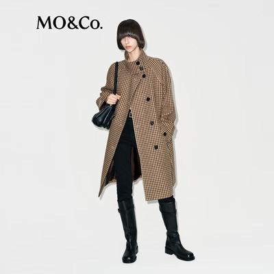МО&Ко. Женское шерстяное пальто-водолазка в гусиную лапку