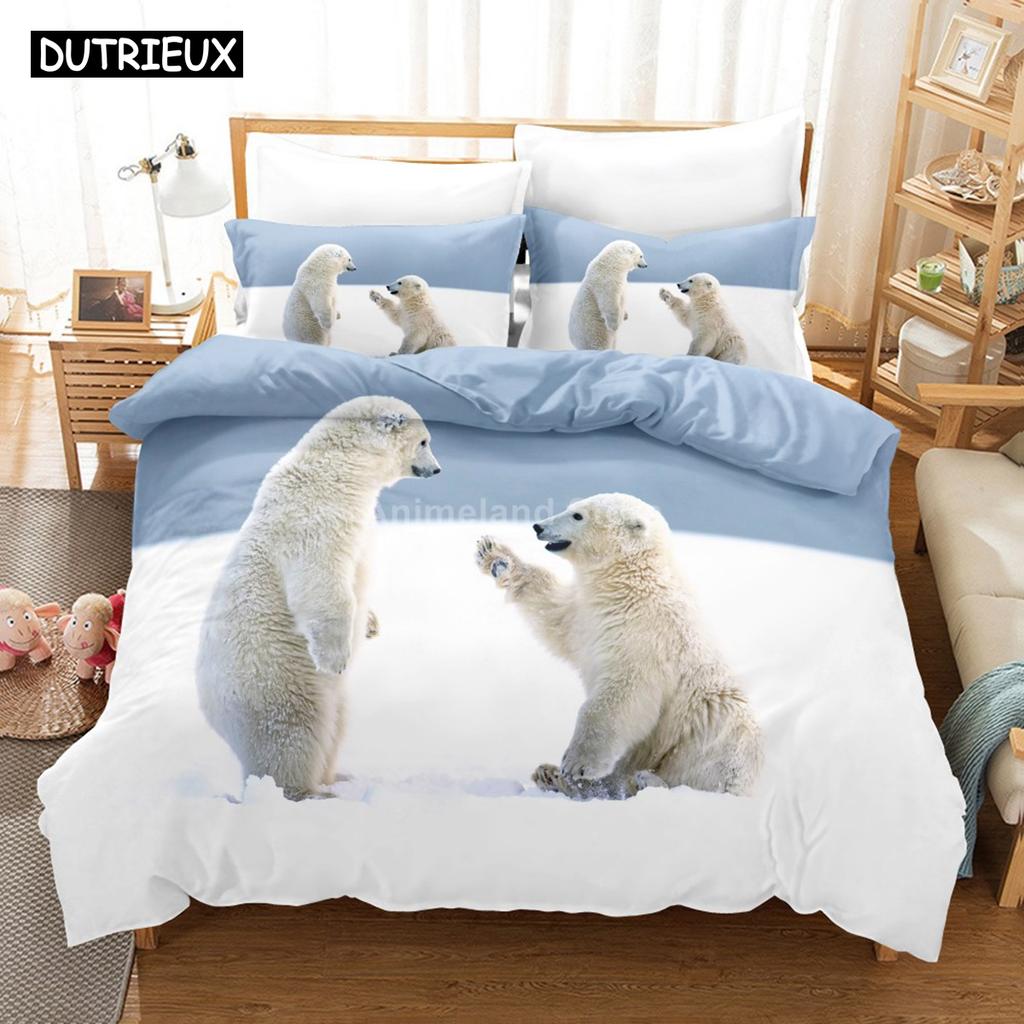 Polar Bear Bedding Set Animal Lovely Quilt Duvet Cover Sets Home Decor Bed Twin Single Queen King Size Fashion Scenery Kawaii