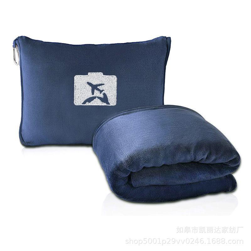 Travel Blanket With Built-in Pillow Airplane Car Camping Soft Fleece Throw Foldable Compact 101x152cm/127x152cm