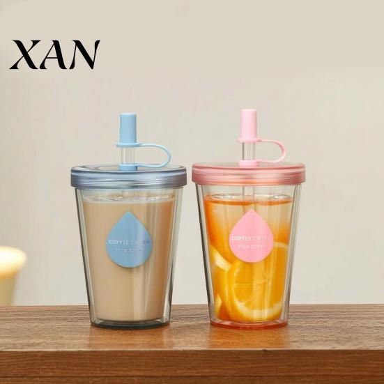 Insulated Style Water Bottle for School Drinking Straw Cup, Portable Leak-proof PC Bottle, Durable Break Resistant Plastic Tumbler Anti-fall Students