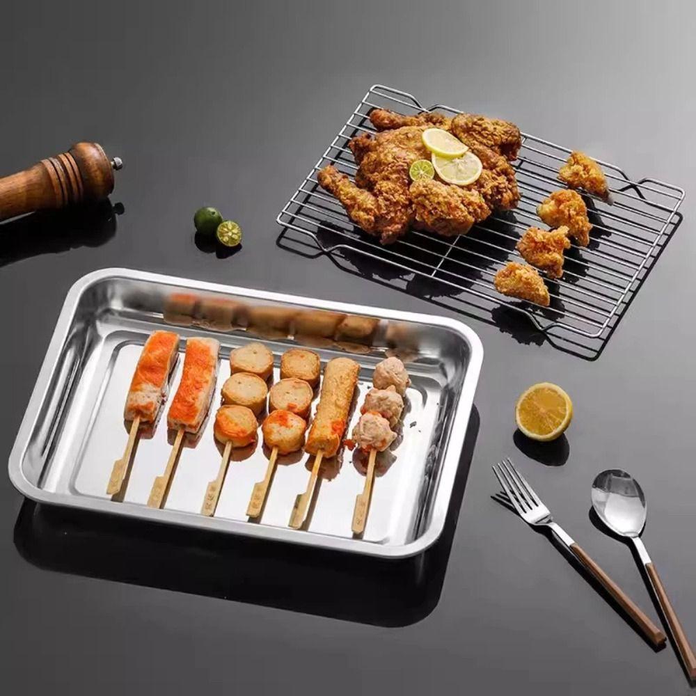 Removable Stainless Steel Baking Pan with Cooling Rack Oven Rack BBQ Tray for Cooking Roasting