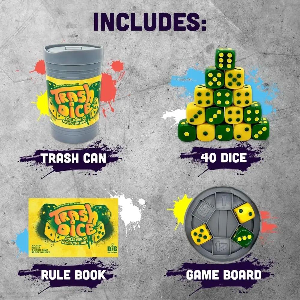 Новая динамичная игра в кости Dumpster Dice для 2 игроков, настольная игра и игра в кости, захватывающие мусорные игры в кости, вечер семейных игр в кости, весело для путешествий