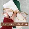 Винтажные круглые очки для чтения Женские модные очки для дальнозоркости с защитой от синего света Очки против усталости Гиперметропия Очки по рецепту