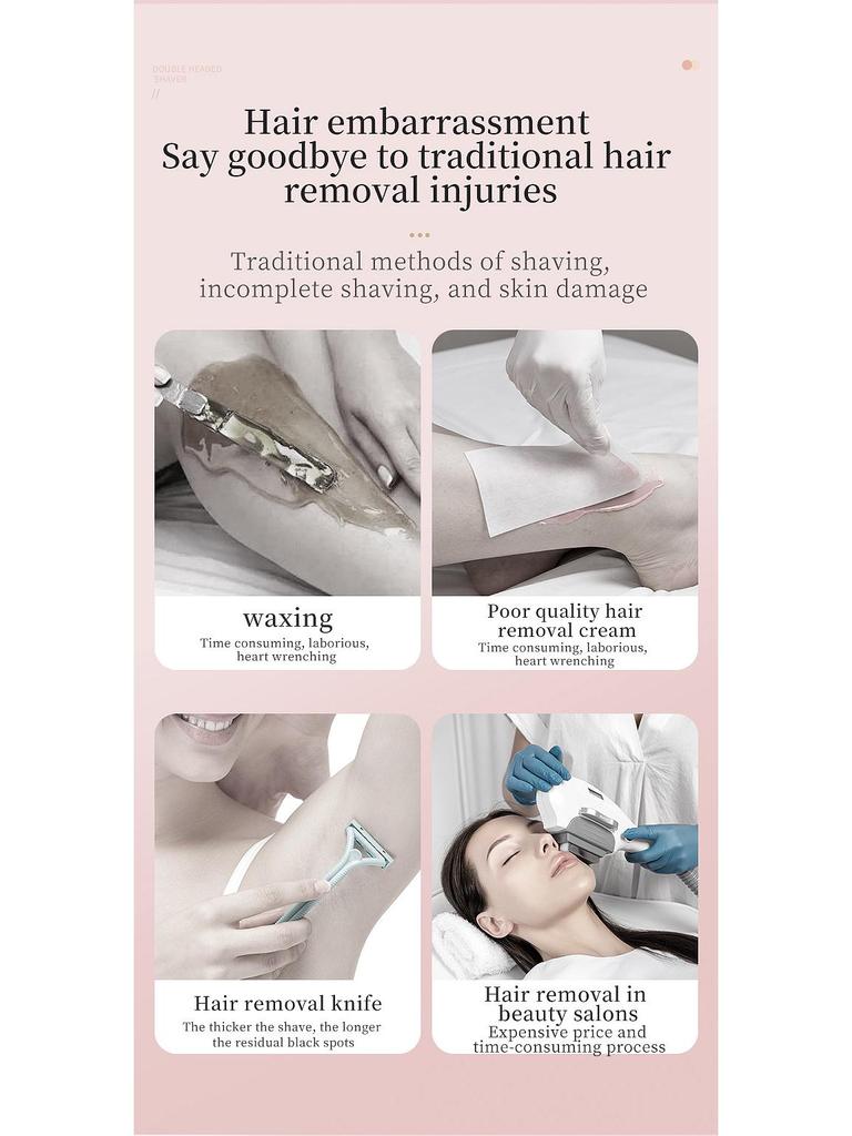 Женский электрический эпилятор с двумя головками и триммер для лобковых волос