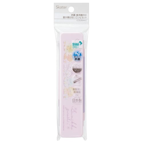 Skater Chopsticks and Spoon Set, Bento Box, Adult, Antibacterial, Combo Set, 18cm, Quiet, Made in Japan, Sumikko Gurashi Charm, CCS3SAAG-A