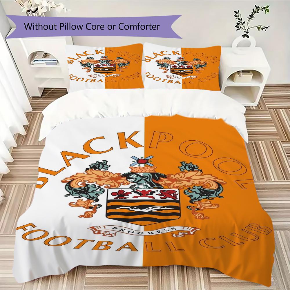 Blackpool Football Club Pattern Bedding uilt Set uilt Cover Pillowcase Home Decoration Birthday Gift (1*duvet cover + 2*pillowcase without core)
