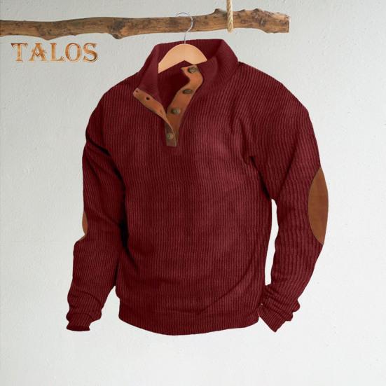 Весна Осень Мужской Топ Цветные Блоки Лоскутная Ретро Стиль Полуоткрытый Воротник-стойка Толстовка Плюс Размер Свободный Длинные Рукава Топ Повседневная Жизнь Офис И Отдых