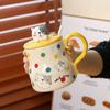 Gift Box Animal Three Dimensional Lid Mug Couple Colorful Polka Dot Cup with Lid Spoon Playful Style Ceramic Drinking Cup