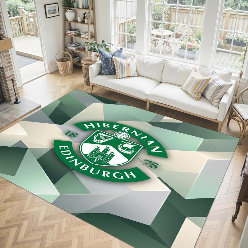 Hibernian FC Design Crystal Velvet Carpet Cozy Non?Slip Printed Rug For Bedroom Living Room Entrance