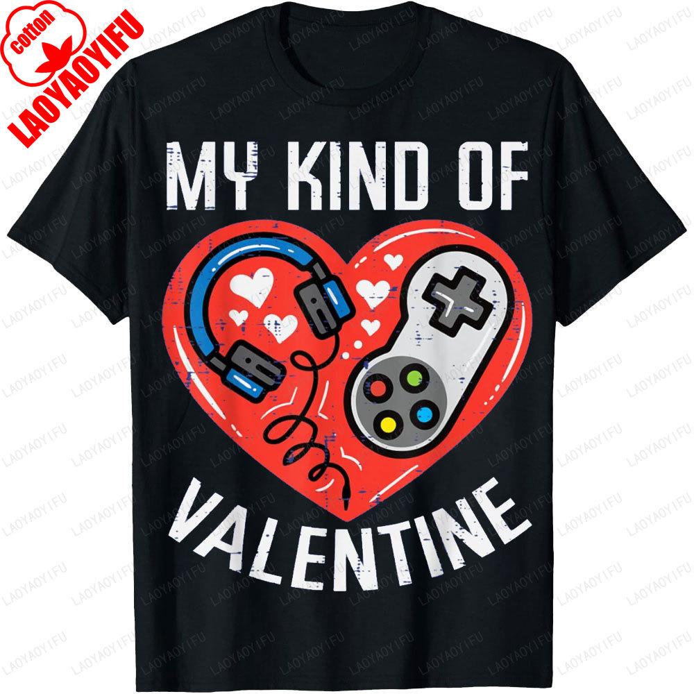 My Kind Of Valentine Headset Game Machine Lovers Printed Graphic T Shirts Gift Unisex Unisex Cotton Streetwear Fashion TShirt Tops