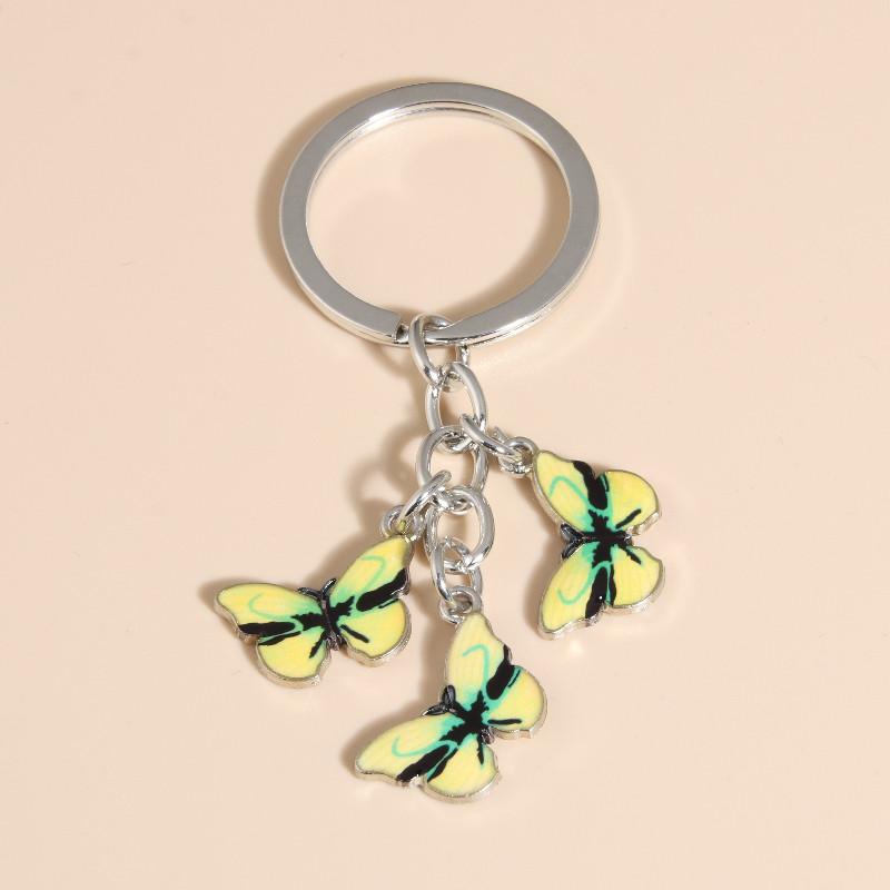 Cute Colorful Butterfly Enamel Flying Animals Key Chains For Women Girls Accessorie Handmade Jewelry Bag Charm
